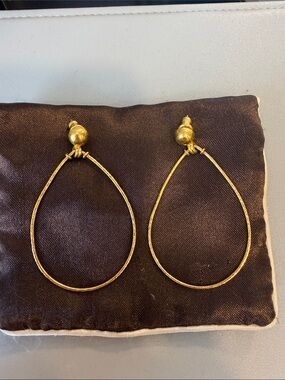 GURHAN 24K Handmade Hammered Gold Teardrop Hoop Earrings - Women Jewelry